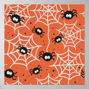 Poster Motif sans couture Halloween avec araignées et toi