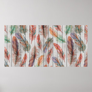 Poster motif sans couture modèle avec plumes de couleur.