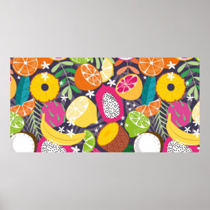 Poster Motif sans soudure, collection de tropi exotiques