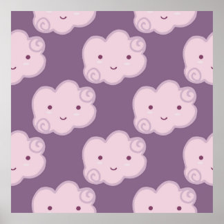 Poster Motif souriant ciel nuageux transparent sur lilac 
