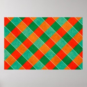 Poster Motif tartan rouge et vert