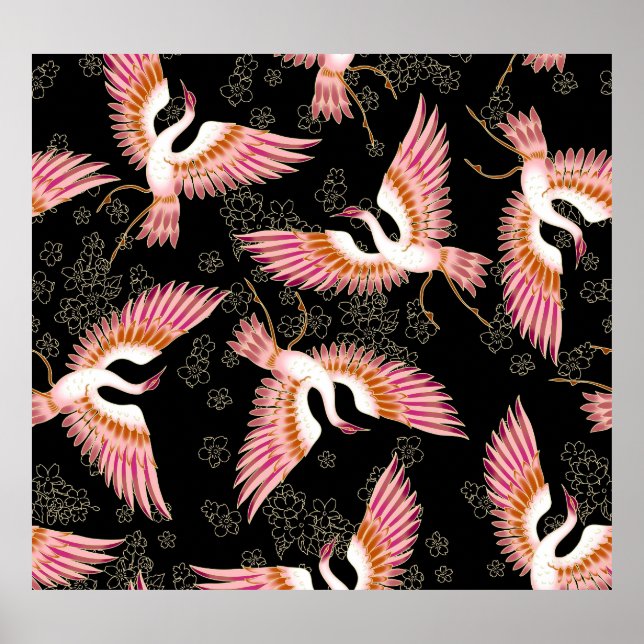 Poster Motif traditionnel japonais kimono Motifs (Devant)