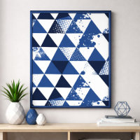 Motif triangulaire bleu et blanc avec éclaboussure