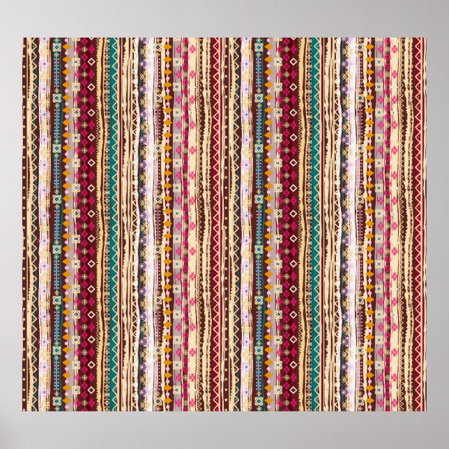 Poster Motif tribal Boho ethnique coloré (Devant)