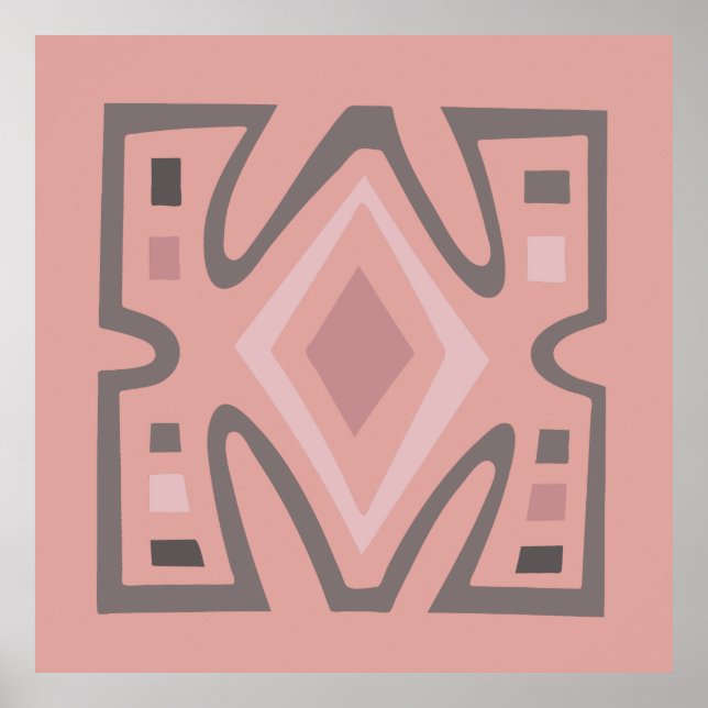 Poster motif tribal géométrique d'Afrique Abstraite (Devant)