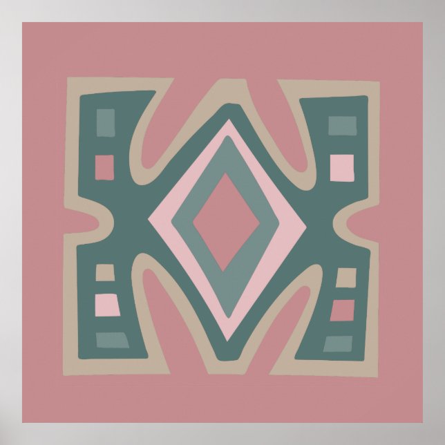Poster motif tribal géométrique d'Afrique Abstraite (Devant)