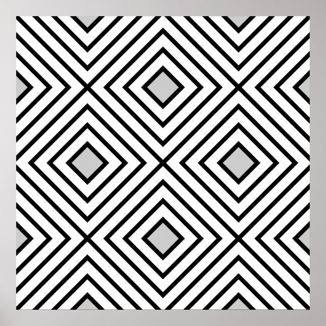 Poster Motif Tribal Moderne De Stripes Noires Et Blanches (Devant)