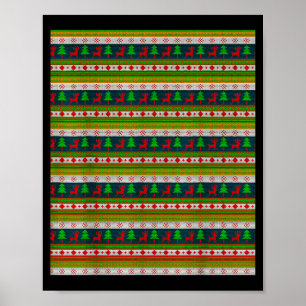 Poster Motif tricoté de renne et d'arbre de Noël