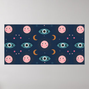 Poster motif vintage bébé boho sans soudure. Hippie chic 