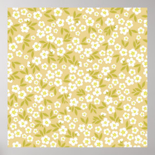Poster Motif vintage sans couture abstrait. Flux blanc mo