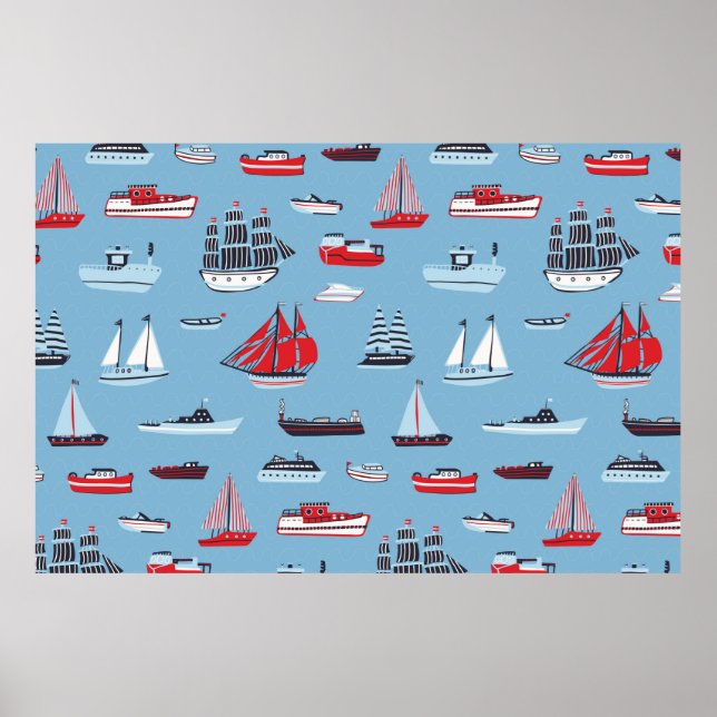 Poster motif vintage voyage bateau (Devant)