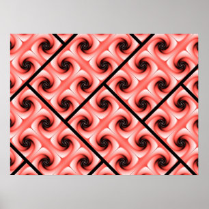 Poster Motif volute noir et pêche
