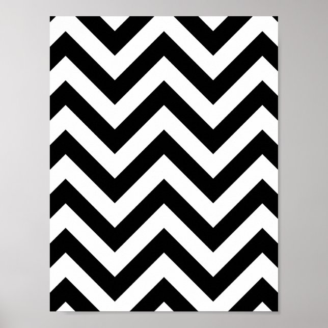 Poster Motif Zigzag Chevron noir et blanc (Devant)