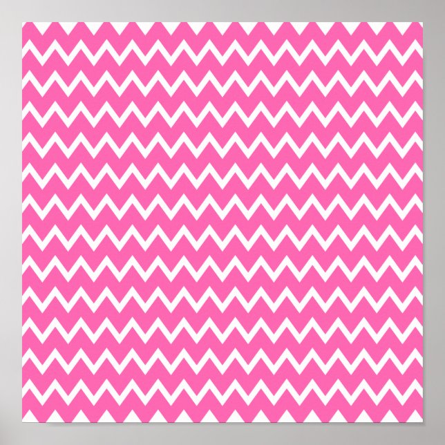 Poster Motif Zigzag rose chaud (Devant)