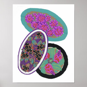 Poster motifs à fleurs vintages, élégant Art Nouveau Peti
