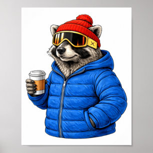 Poster Motifs animaux raton laveur après ski shirt ski