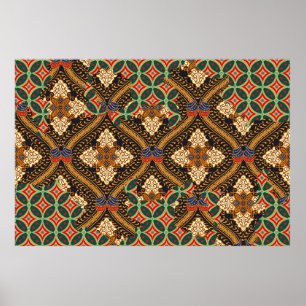 Poster motifs batik indonésiens avec plan très distinctif