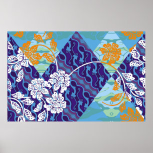 Poster motifs batik indonésiens avec plan très distinctif