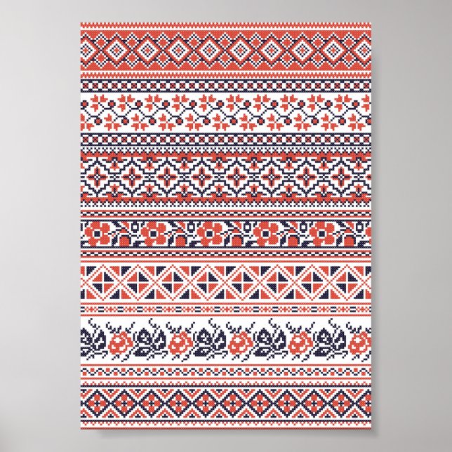 Poster Motifs de conception de point de croix (Devant)