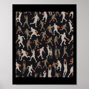 Poster Motifs noirs en tissu de basket-ball