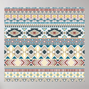 Poster Motifs Tribaux Aztèques : Design géométrique sans 