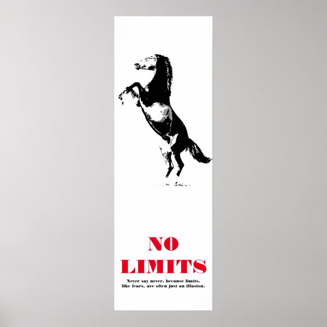 Poster Motivation Cheval Sans Limites Pop Art Noir Blanc (Devant)