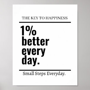 Poster Motivation customisée 1% mieux Quotidien Moderne