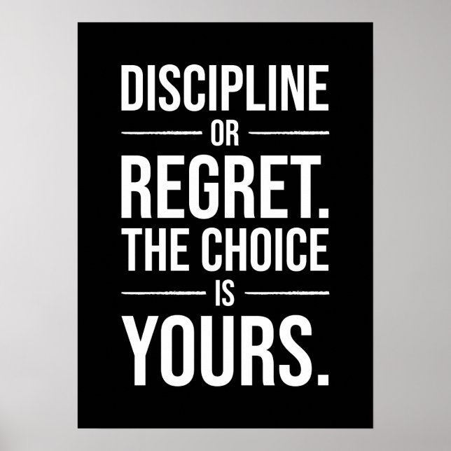 Poster Motivation de l'agitation - Discipline vs Regret (Devant)