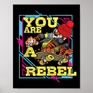 Poster Motivation de rebelle extrême pour faire du skate
