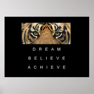 Poster motivation de réussite tigre