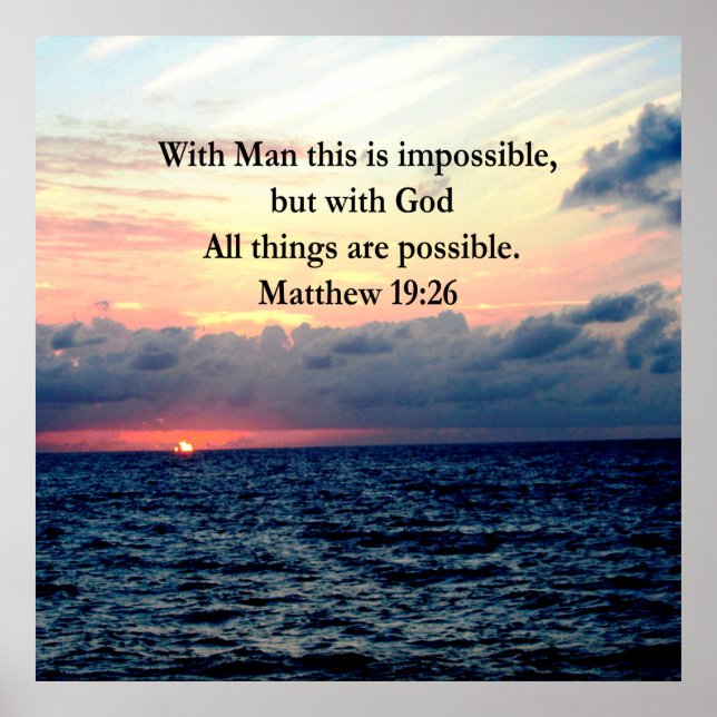 POSTER MOTIVATION DE SLEVER MATTHEW 19:26 PHOTO DESIGN (Devant)