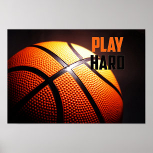 Poster Motivation du basket-ball - jouer dur par le contr