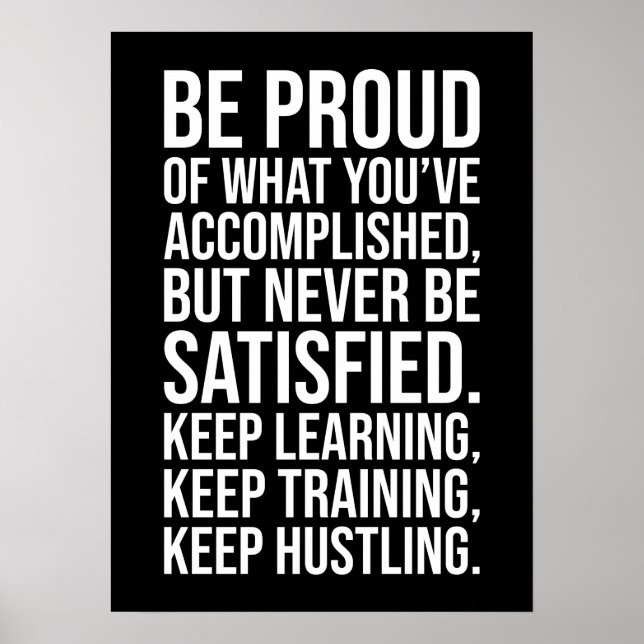 Poster Motivation du succès - Soyez Fiers, Mais Jamais Sa (Devant)