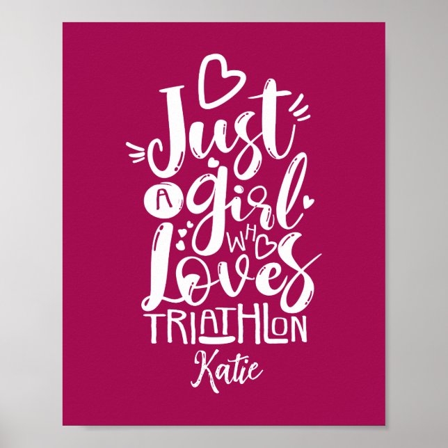Poster Motivation du triathlon cool Typographie rouge et  (Devant)