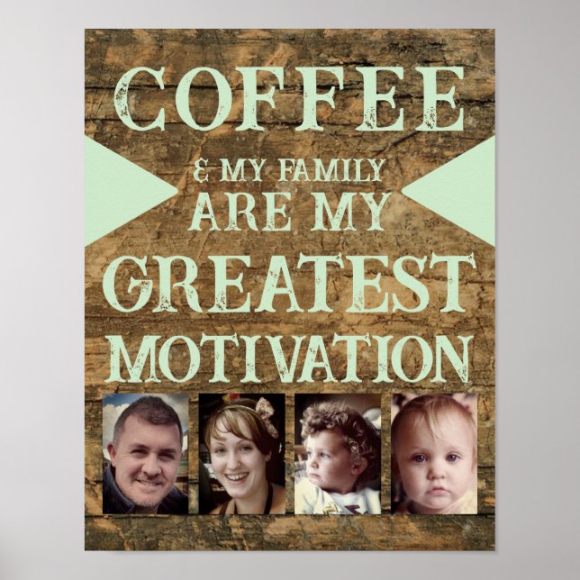 Poster Motivation famille de café 4 photo brun vert (Devant)