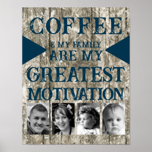 Poster Motivation famille de café 4 photo gris bleu