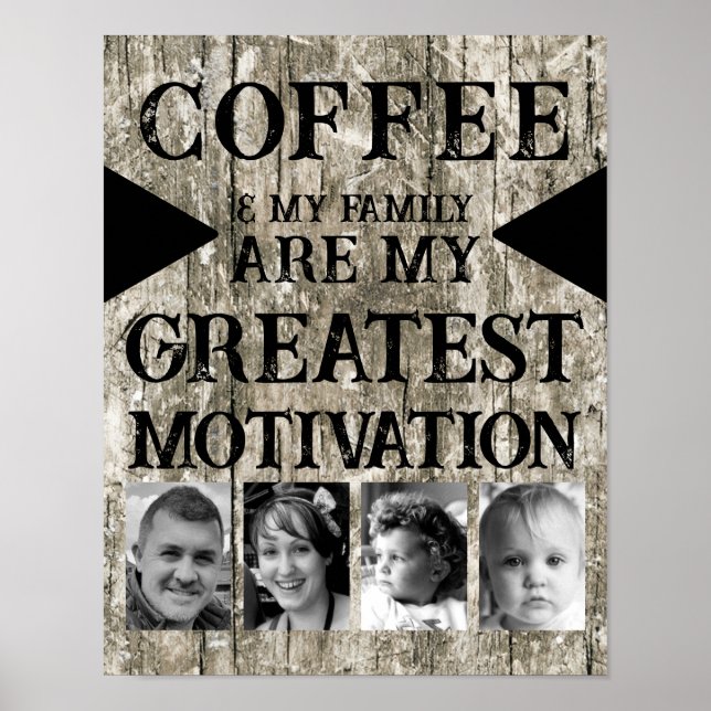 Poster Motivation famille de café 4 photo gris noir (Devant)