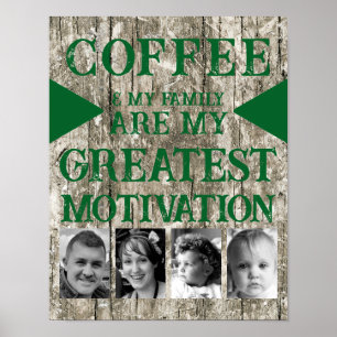 Poster Motivation famille de café 4 photo gris vert
