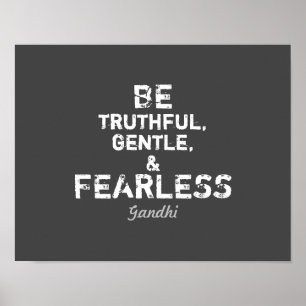 Poster motivation Gandhi être sans peur citation gris & b