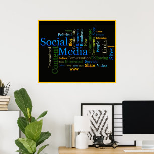 Poster Motivation Médias Sociaux Mot Cloud