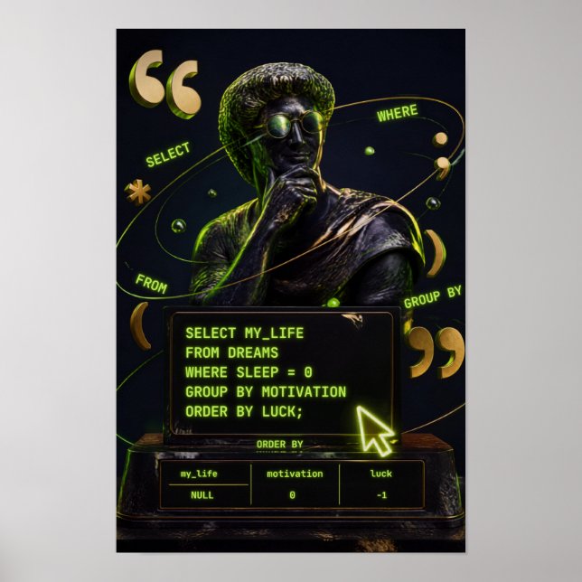 Poster Motivation SQL Humour de programmeur  (Devant)