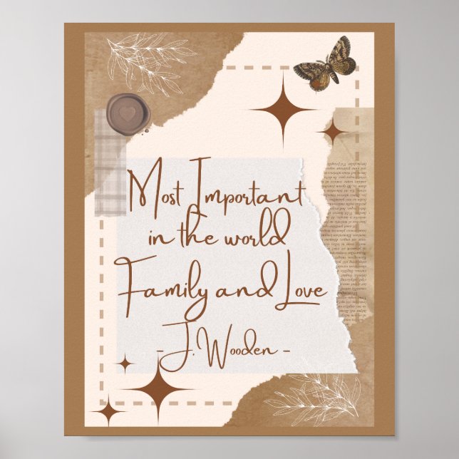 Poster Motivational citations typographie Family Peace Lo (Devant)