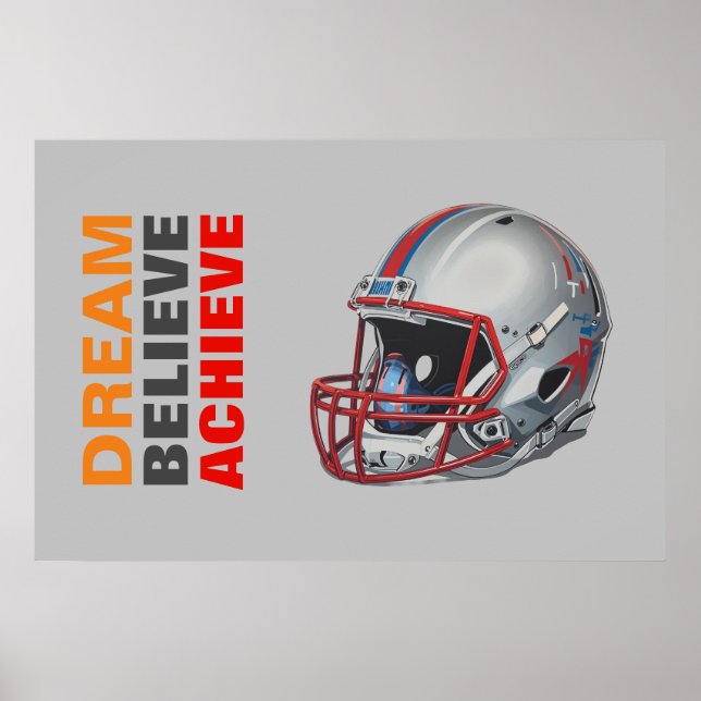 Poster Motivational Dream Believe Achieve Football (Devant)
