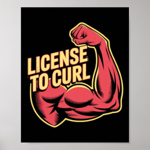 Poster Motivational Funny Gym Humour Biceps Gains Licence