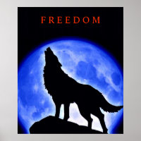 Poster Motivational Howling Wolf & Blue Moon