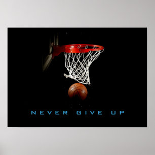 Poster Motivational Never abandonne Basketball