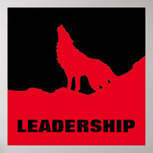Poster Motivational Pop Art Leadership Wolf Black Red