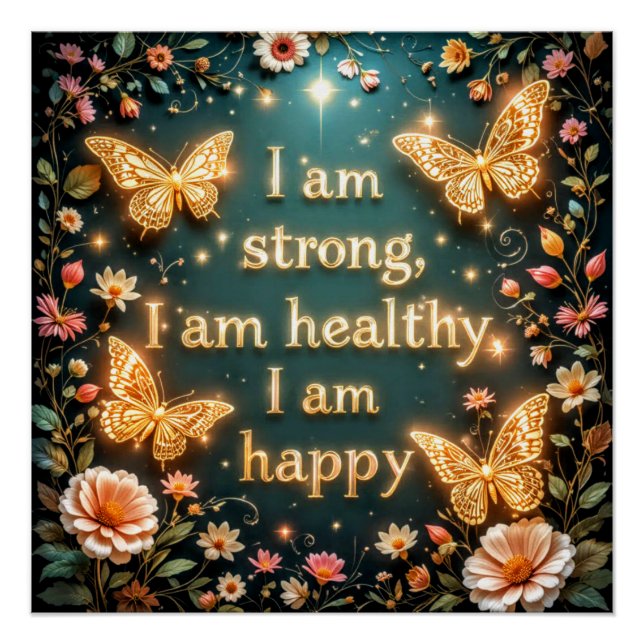 Poster Motivational text with butterflies #1 (Devant)