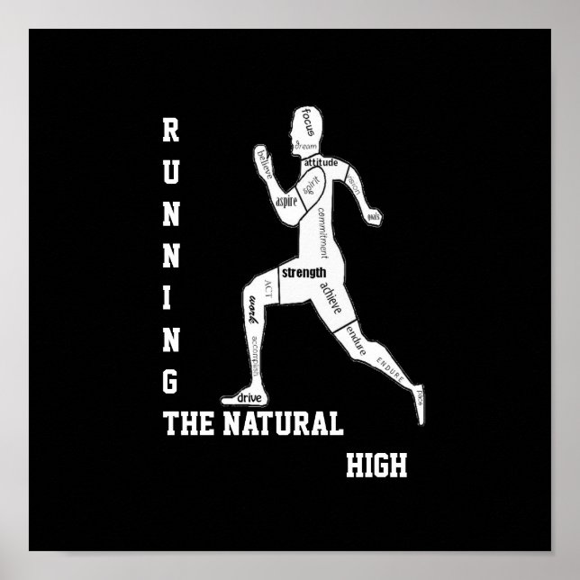 Poster Motivational Words, Running - the Natural High (Devant)