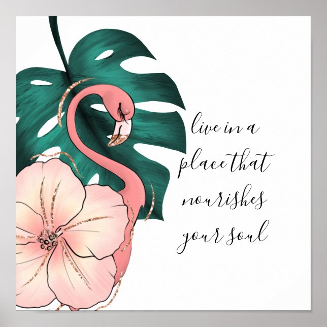 Poster Motivationnel dire élégant Flamant rose rose (Devant)